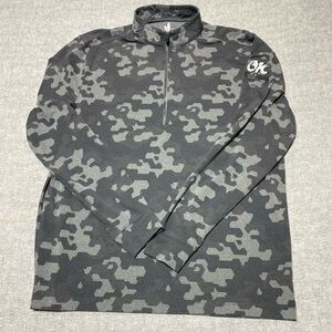 Johnnie O Pullover Mens‎ Medium Gray Camo Seal Gridlock 1/4 Zip Fleece Logo Golf